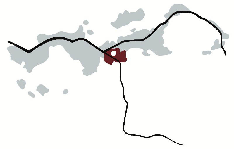 Dessin de la ville de Chinon sur une carte